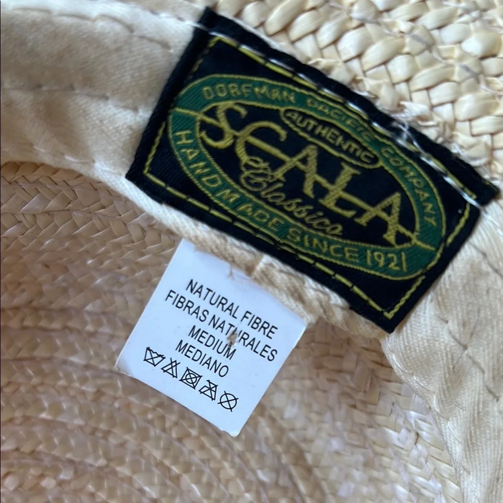 SCALA Straw Boater Hat with Red and Blue Ribbon - Picture 5 of 15